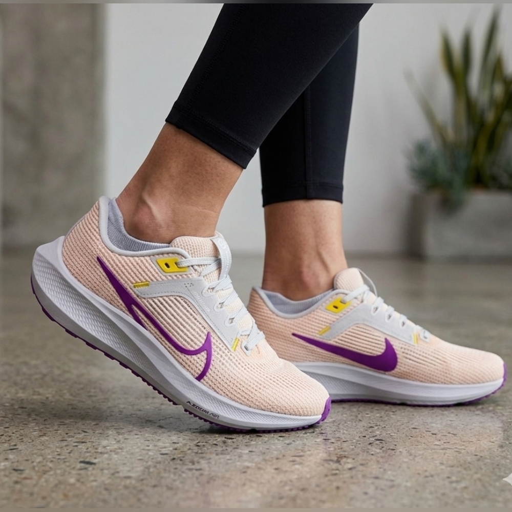 Nike Air Zoom Pegasus 40 Women’s Running Shoes Size 9 Cream Purple Sneakers